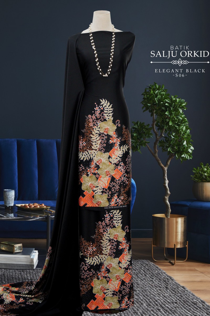 Batik Salju Orkid – S06 [Elegant Black]