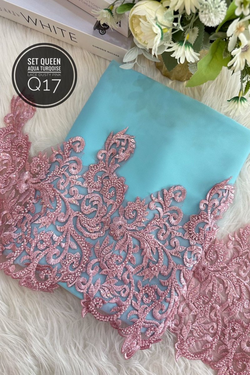 Q17 – Aqua Turqois + Lace Dusty Pink