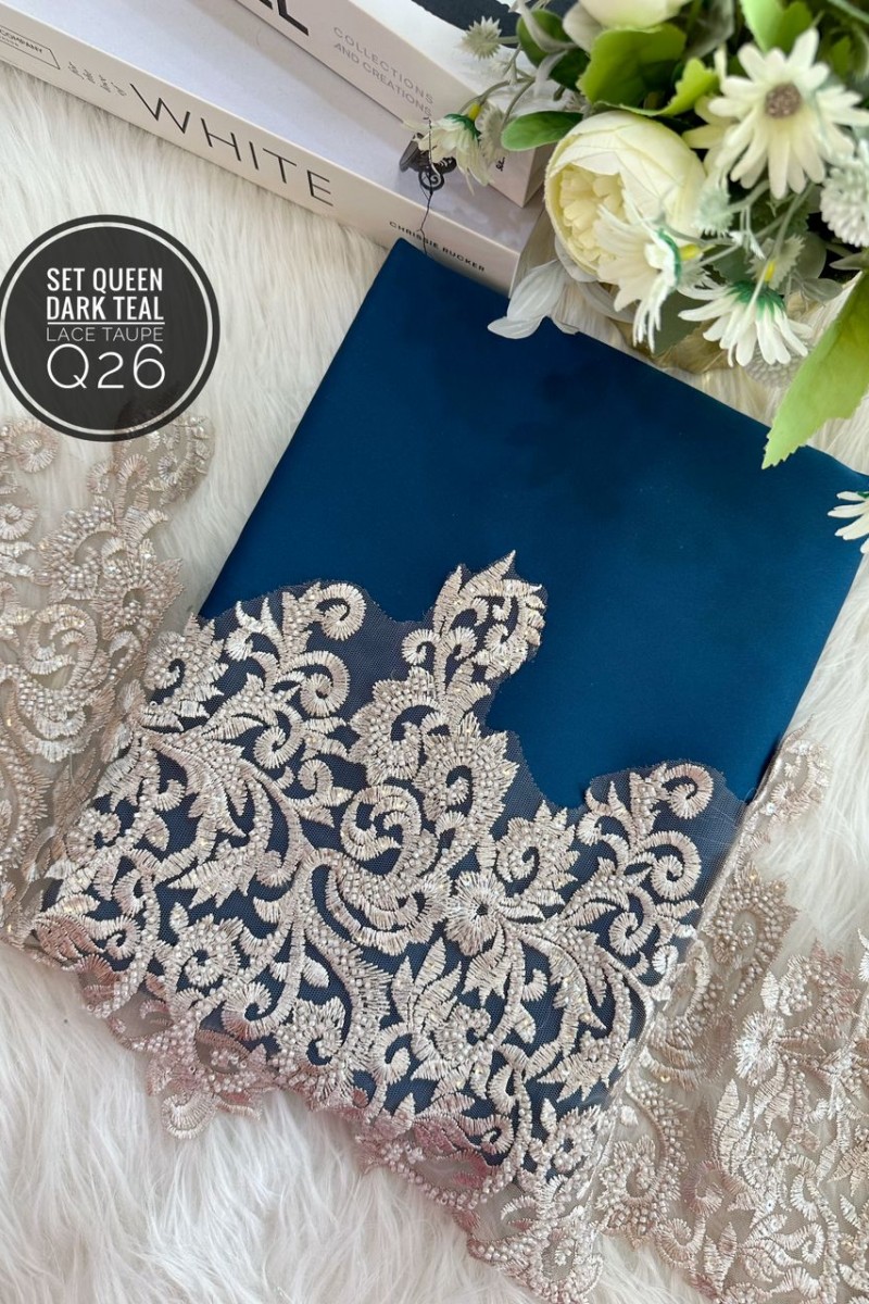 Q26 – Dark Teal + Lace Taupe